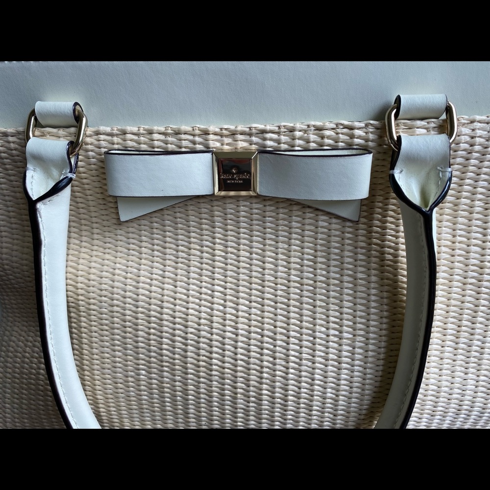 Kate Spade white leather and straw purse